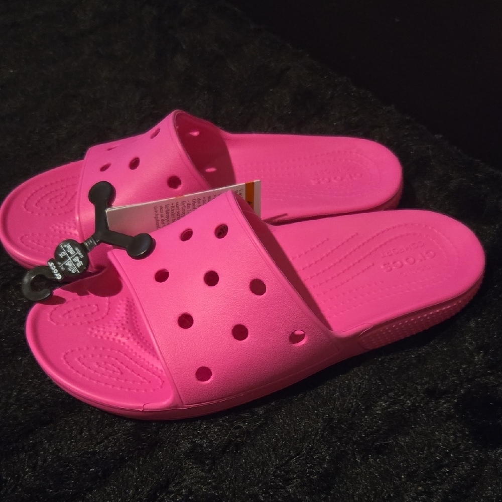 CROCS Fuchsia Slide Sandals - Picture 3 of 6